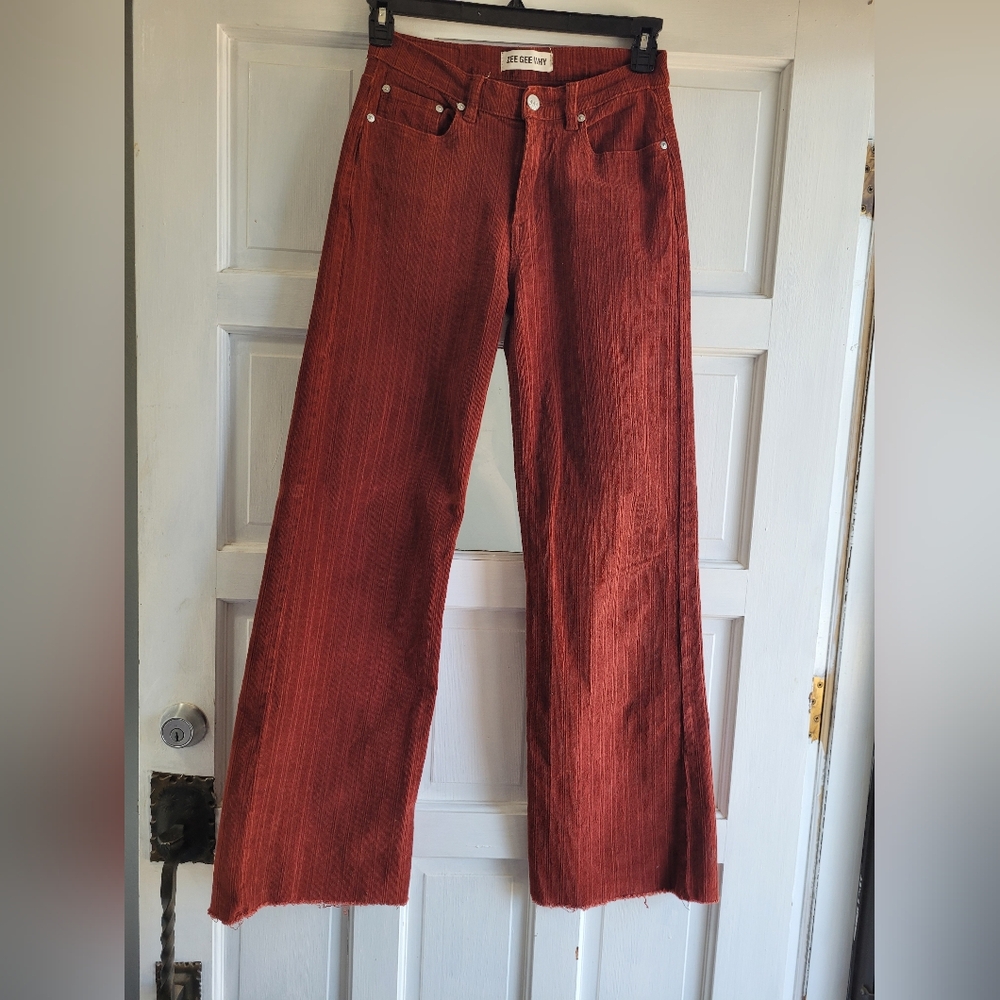 Zee Gee Why Womens Rust Colored Corderoy Sweeper Pants Size 27